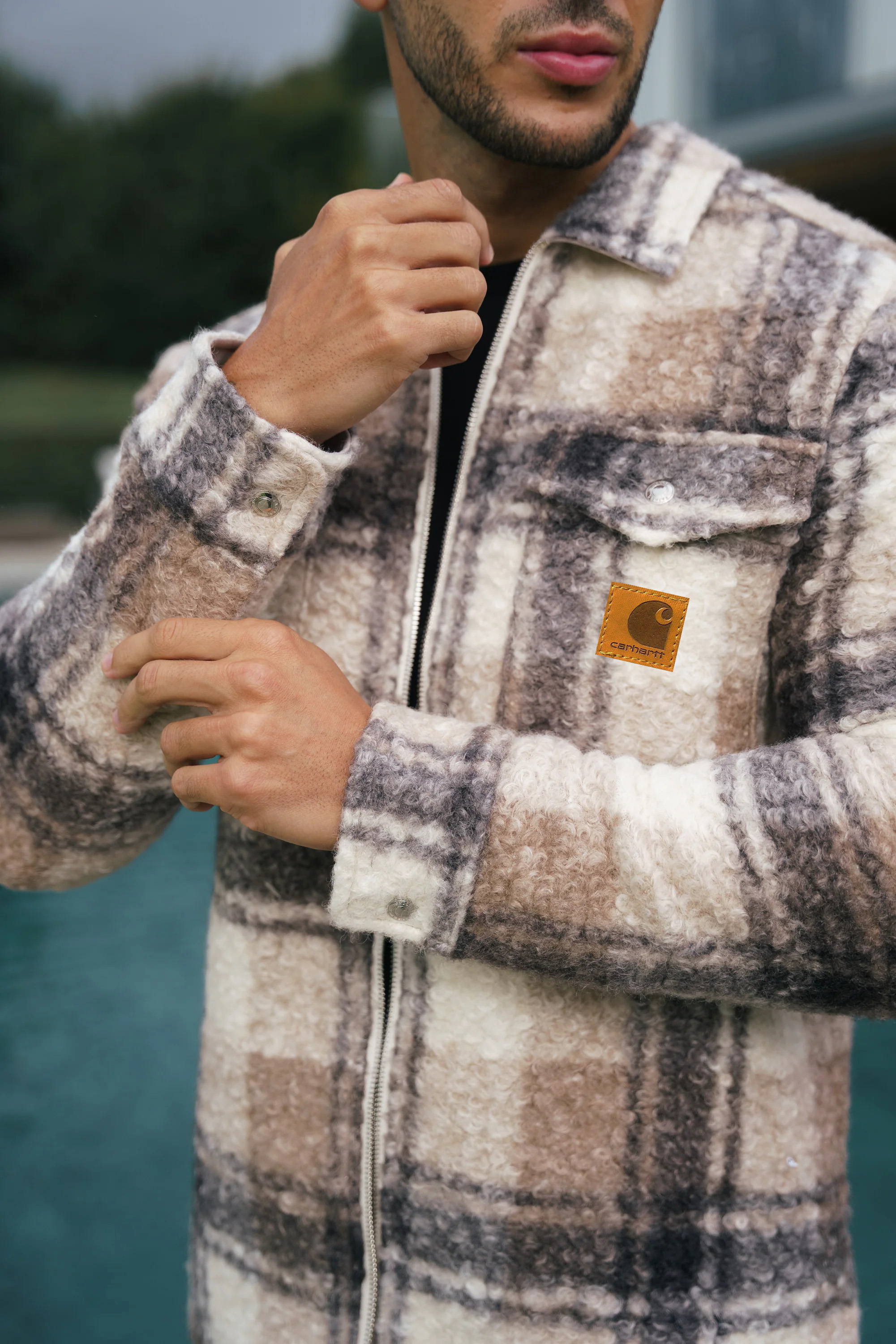 Casual Teddy Fleece Check Pattern Soft Heavy Overshirt