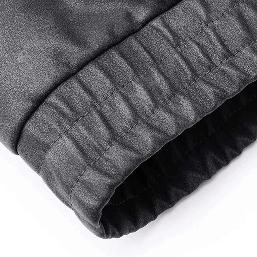 Edgy Biker Style Washed Faux Leather Full Zip Jacket