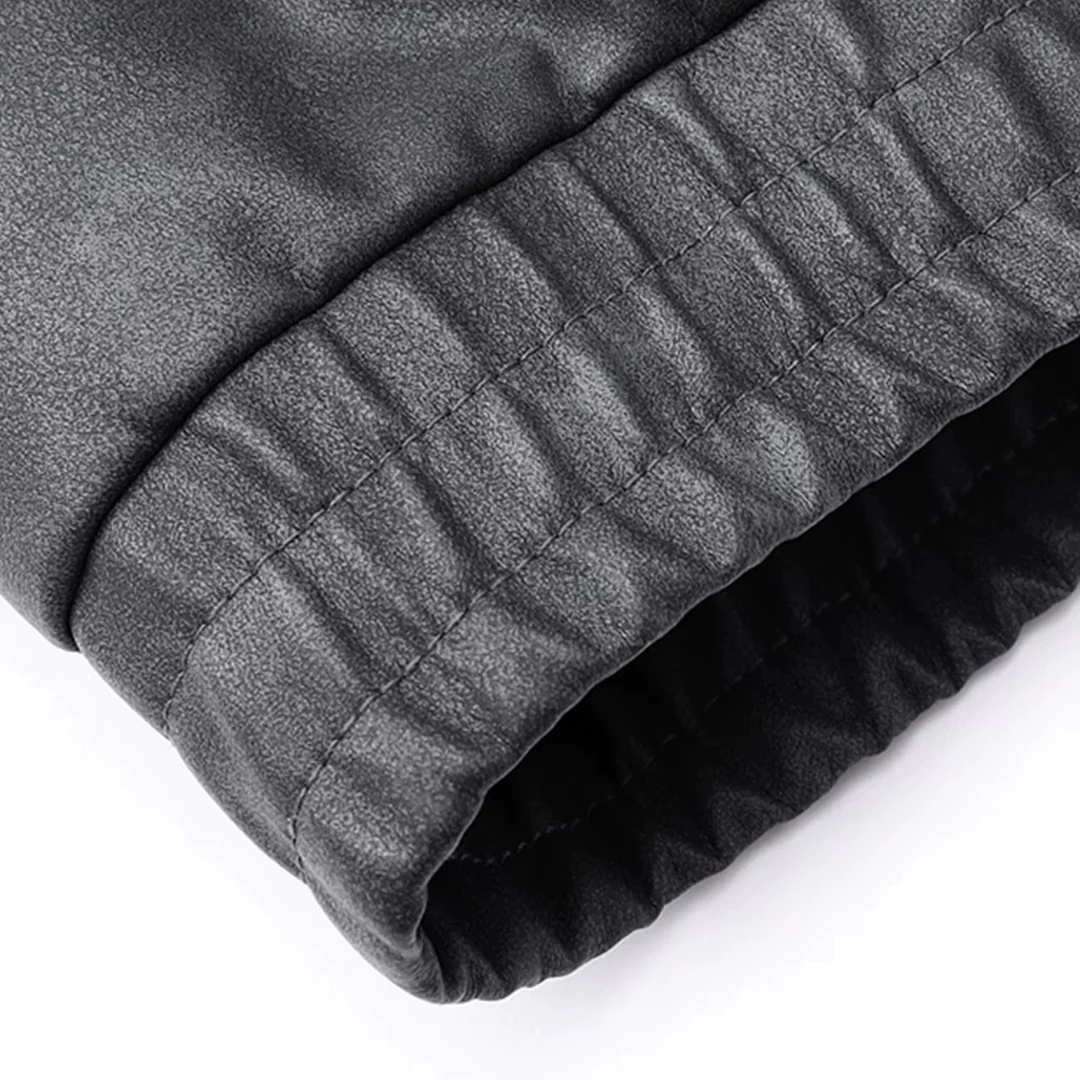 Edgy Biker Style Washed Faux Leather Full Zip Jacket