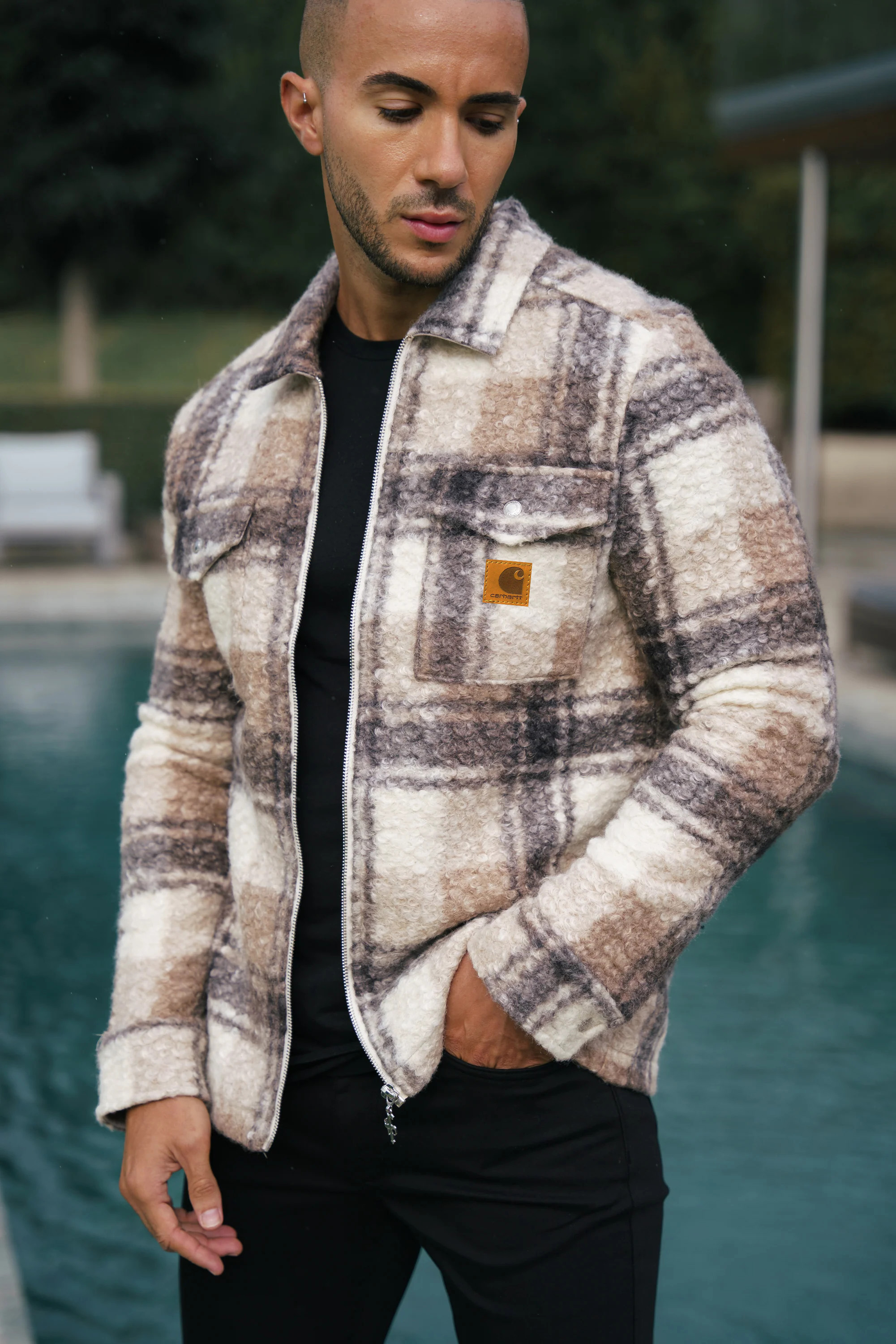 Casual Teddy Fleece Check Pattern Soft Heavy Overshirt