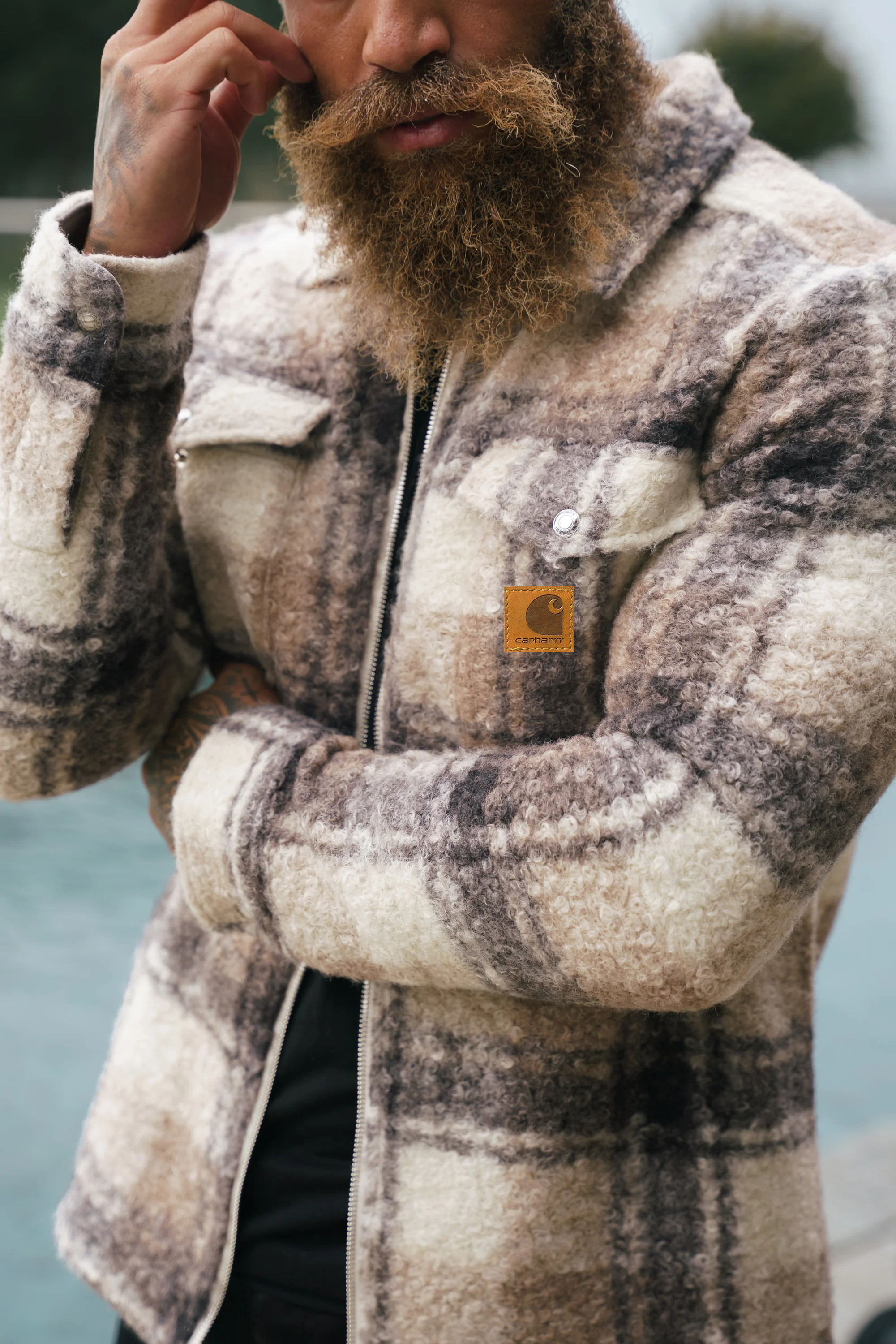 Casual Teddy Fleece Check Pattern Soft Heavy Overshirt