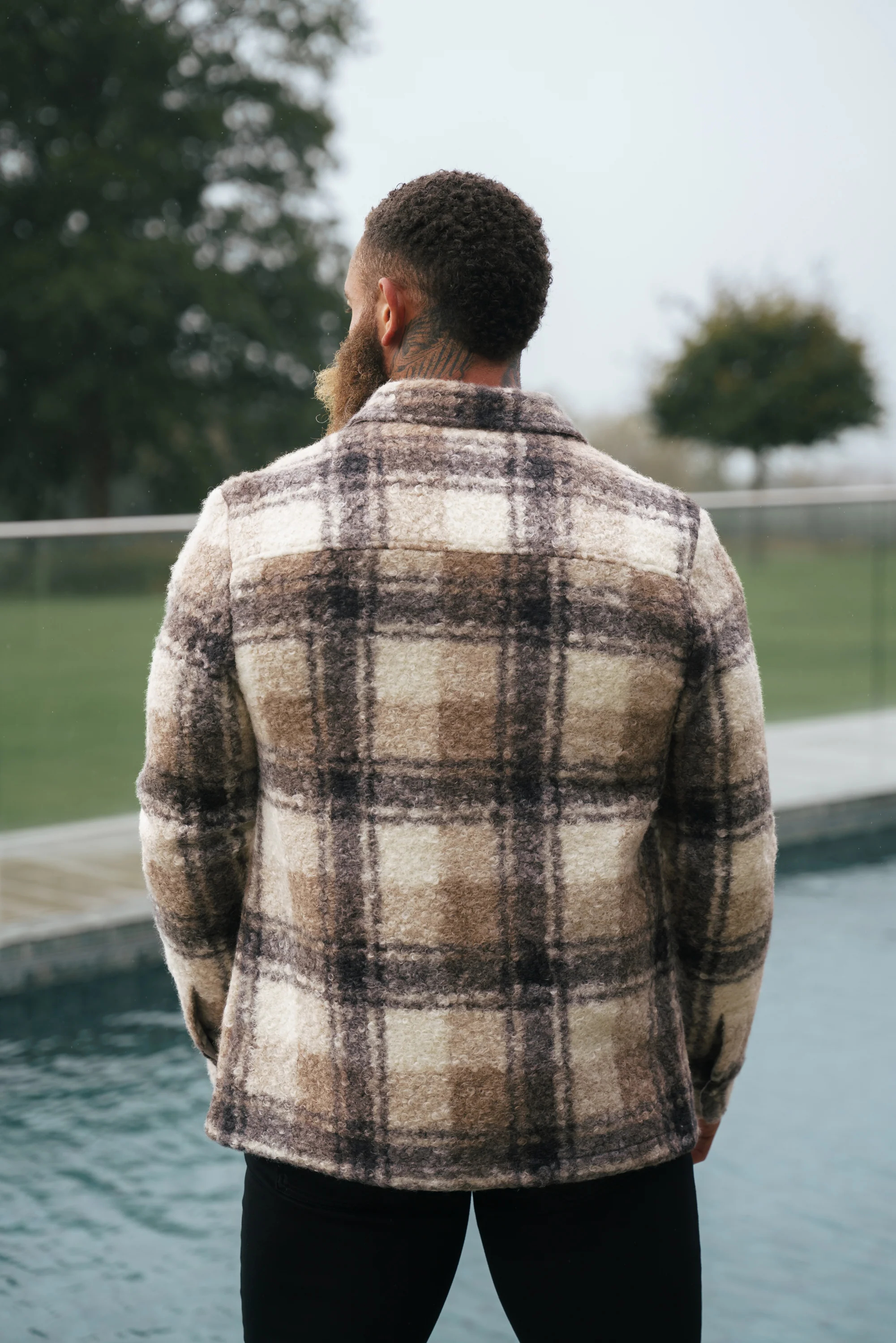 Casual Teddy Fleece Check Pattern Soft Heavy Overshirt