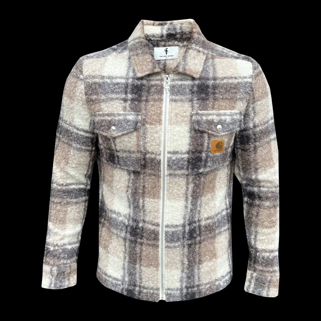 Casual Teddy Fleece Check Pattern Soft Heavy Overshirt