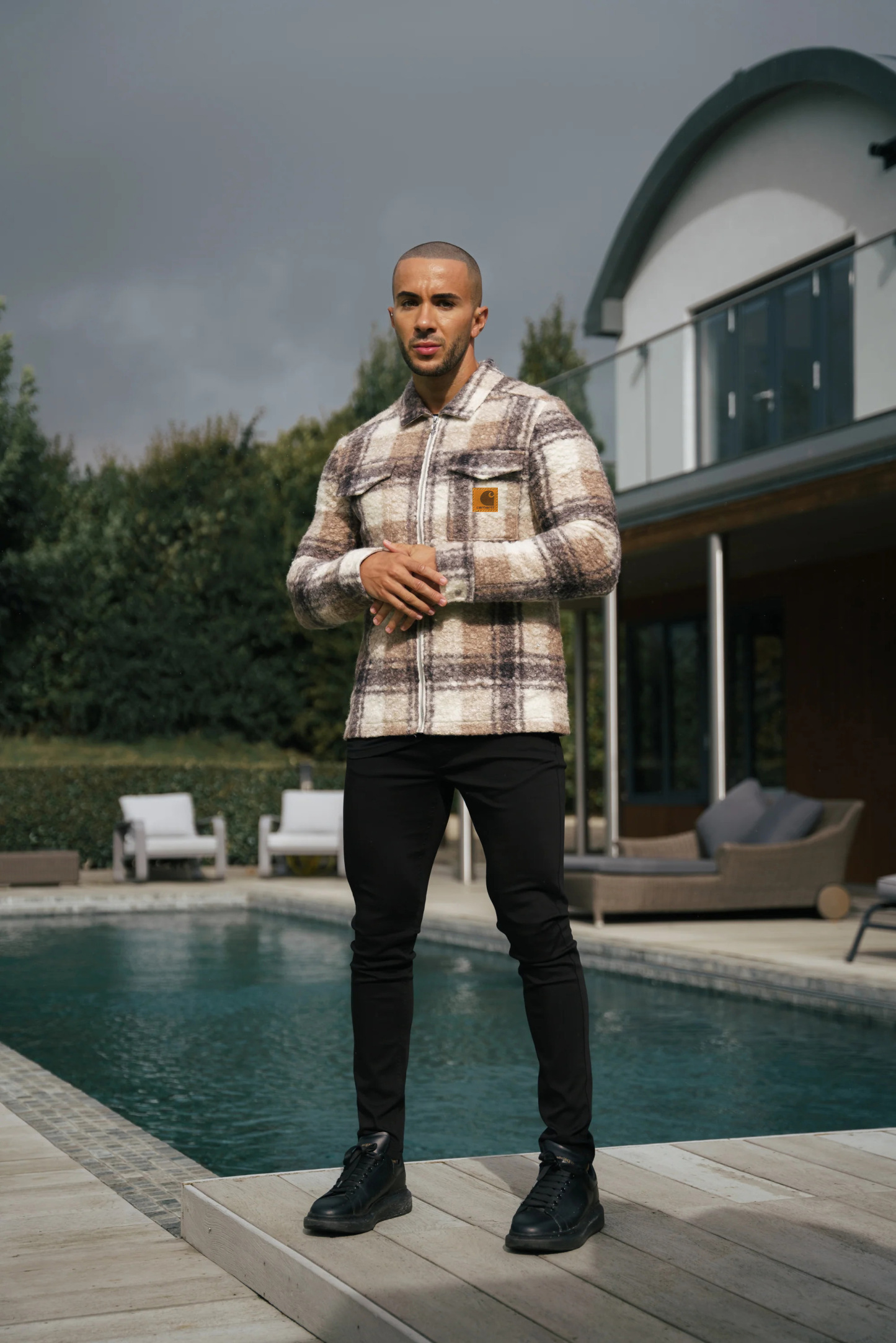 Casual Teddy Fleece Check Pattern Soft Heavy Overshirt