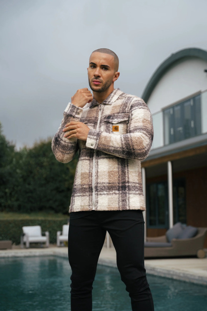 Casual Teddy Fleece Check Pattern Soft Heavy Overshirt