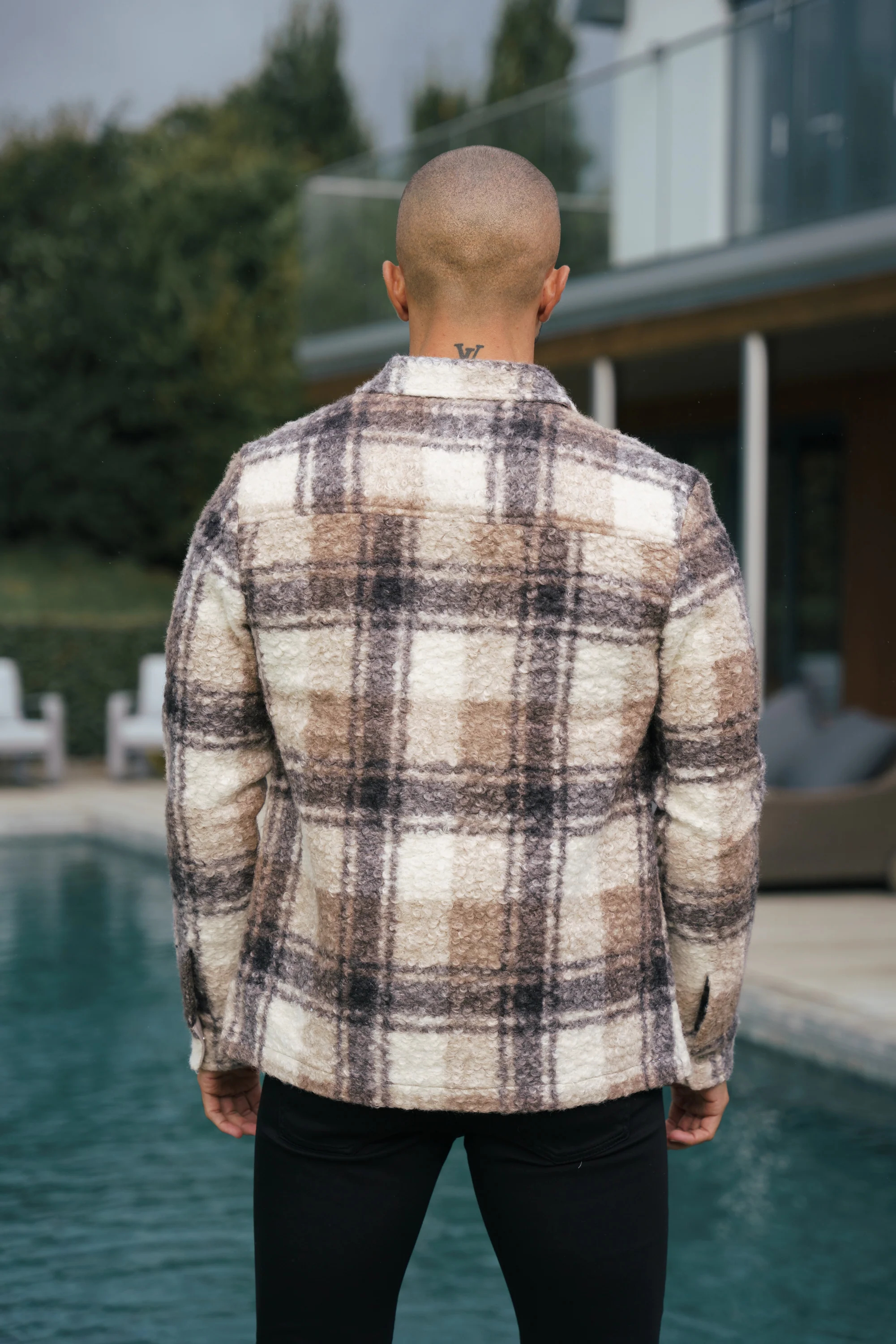 Casual Teddy Fleece Check Pattern Soft Heavy Overshirt