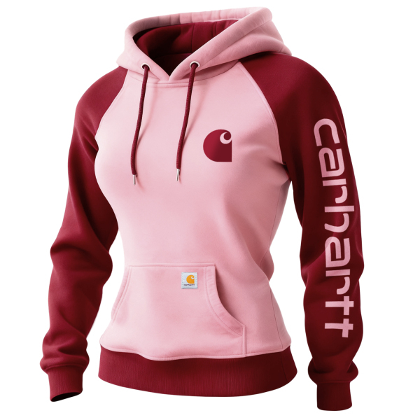 Retro Western Style Women's Raglan Sleeve Contrast Color Stitching 1 Hooded Sweatshirt