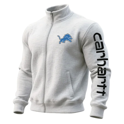 Detroit Lions Comfortable Full Zip Stand Collar Sweatshirt Cardigan Jacket