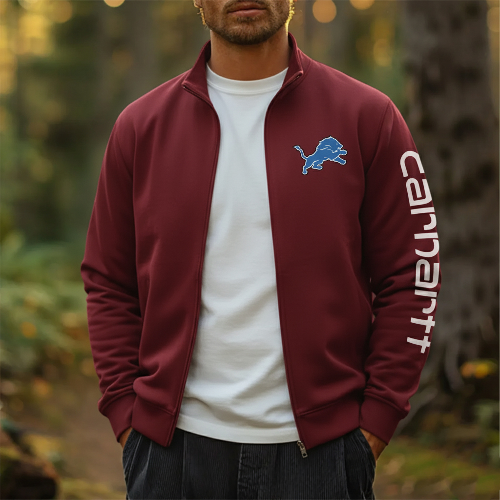 Detroit Lions Comfortable Full Zip Stand Collar Sweatshirt Cardigan Jacket