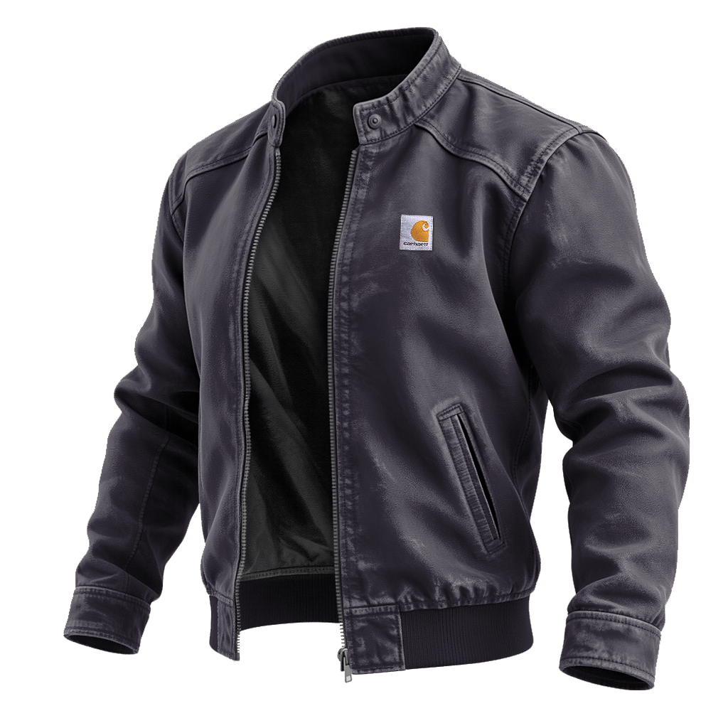 Men's Outdoor Vintage Brown Suede Leather Jacket With Zipper Closure