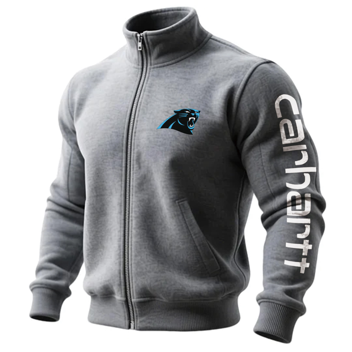 Carolina Panthers Comfortable Full Zip Stand Collar Sweatshirt Cardigan Jacket