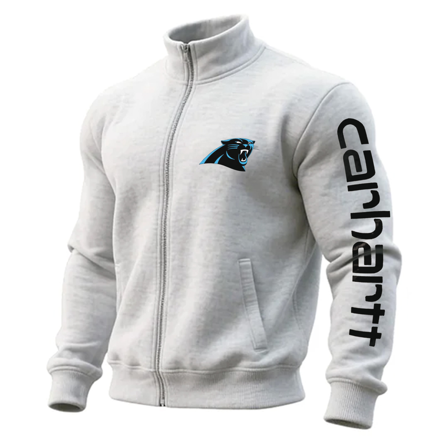 Carolina Panthers Comfortable Full Zip Stand Collar Sweatshirt Cardigan Jacket