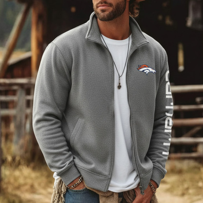 Denver Broncos Comfortable Full Zip Stand Collar Sweatshirt Cardigan Jacket