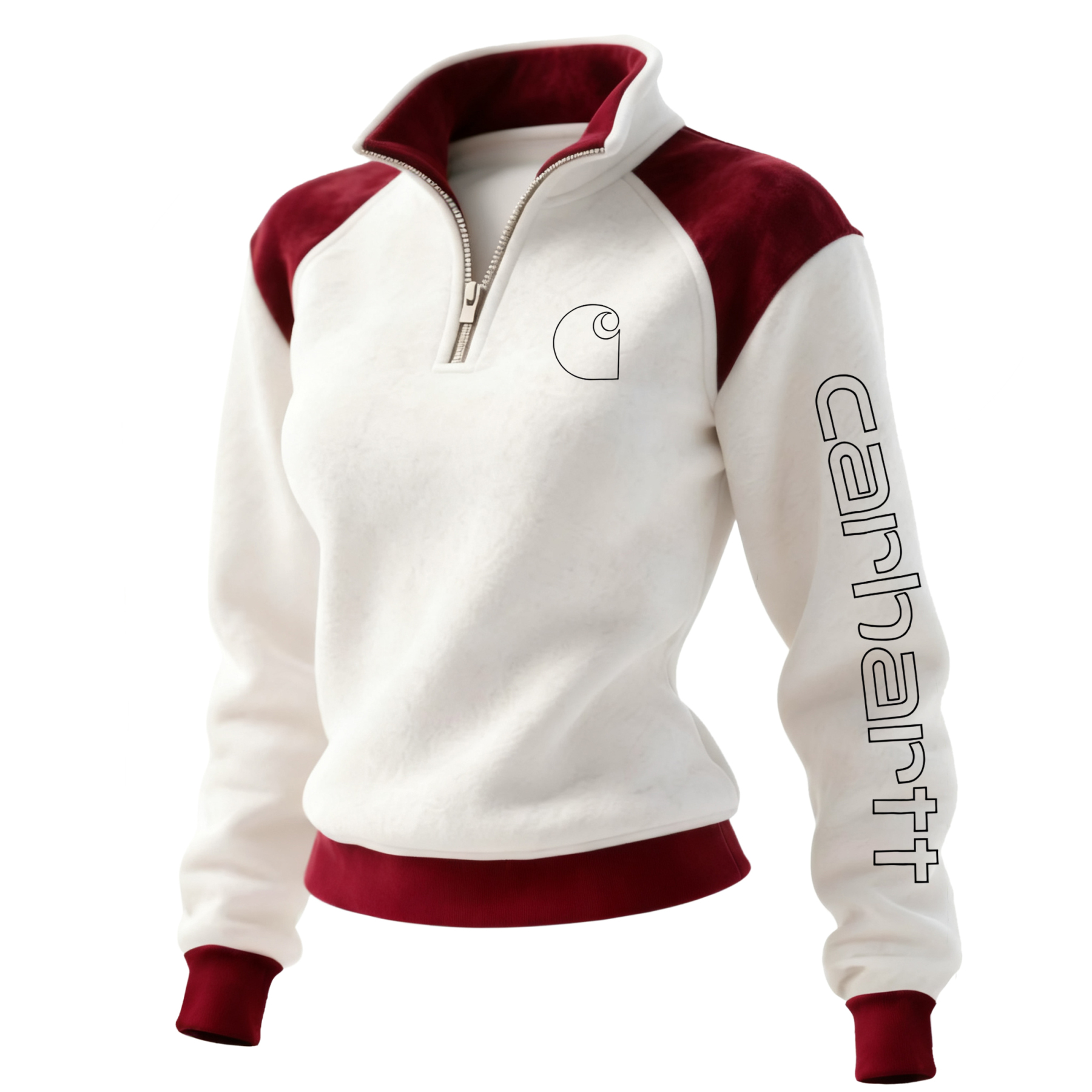 Women's Retro Western Style Contrast Panel Stand Collar Sweatshirt