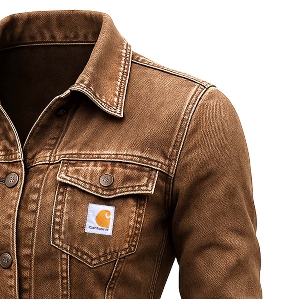 Women's Vintage Western Cowboy Multi-Pocket Distressed Lapel Outdoor Jacket