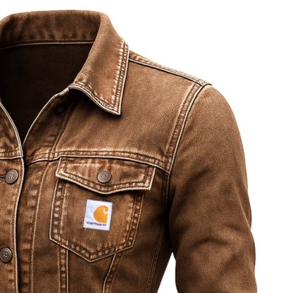 Women's Vintage Western Cowboy Multi-Pocket Distressed Lapel Outdoor Jacket