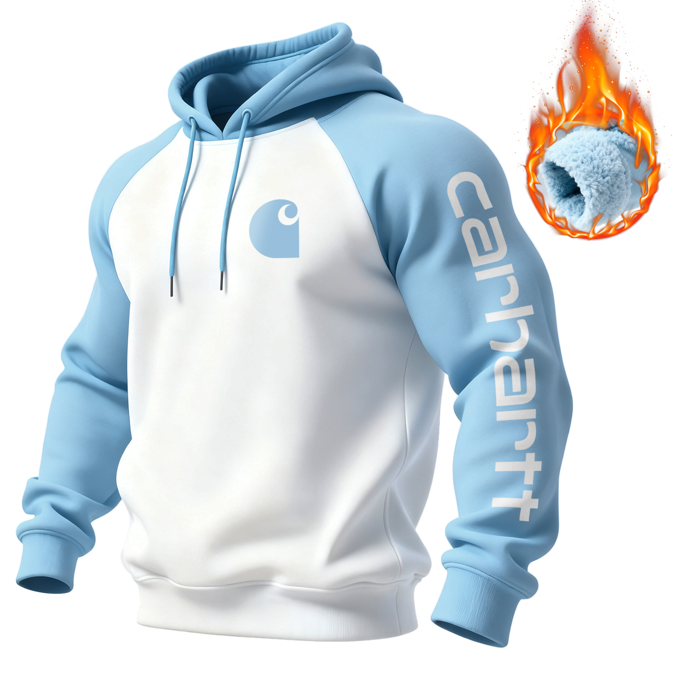 Unisex Loose, Comfortable, Thickened, Warm, Contrasting Color Raglan Sleeve Hooded Sweatshirt