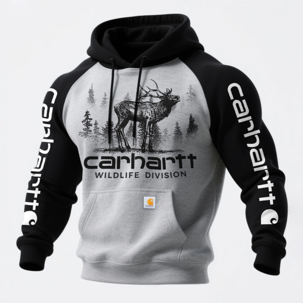 Retro Western style ethnic print contrast color stitching hooded sweat