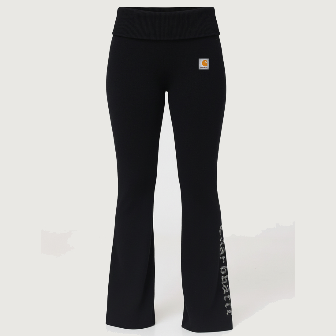 Stylish Black Foldover Waist Flare Pants