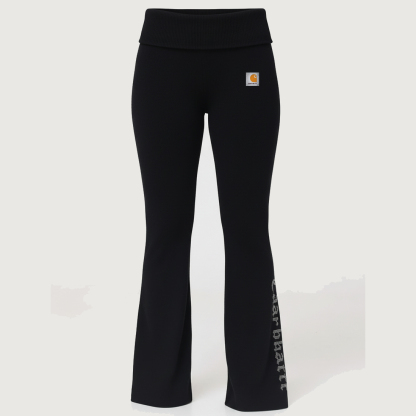 Stylish Black Foldover Waist Flare Pants