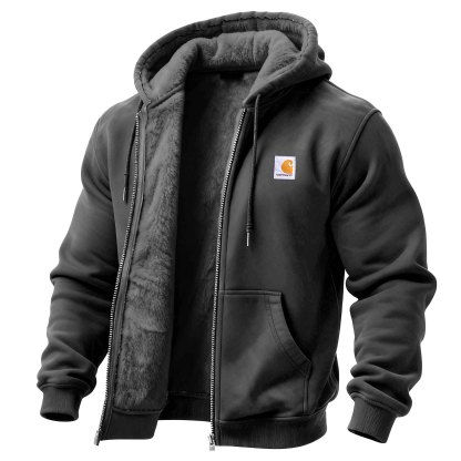 Men's Vintage Fleece Pocket Full Zip Long Sleeve Hoodie Jacket