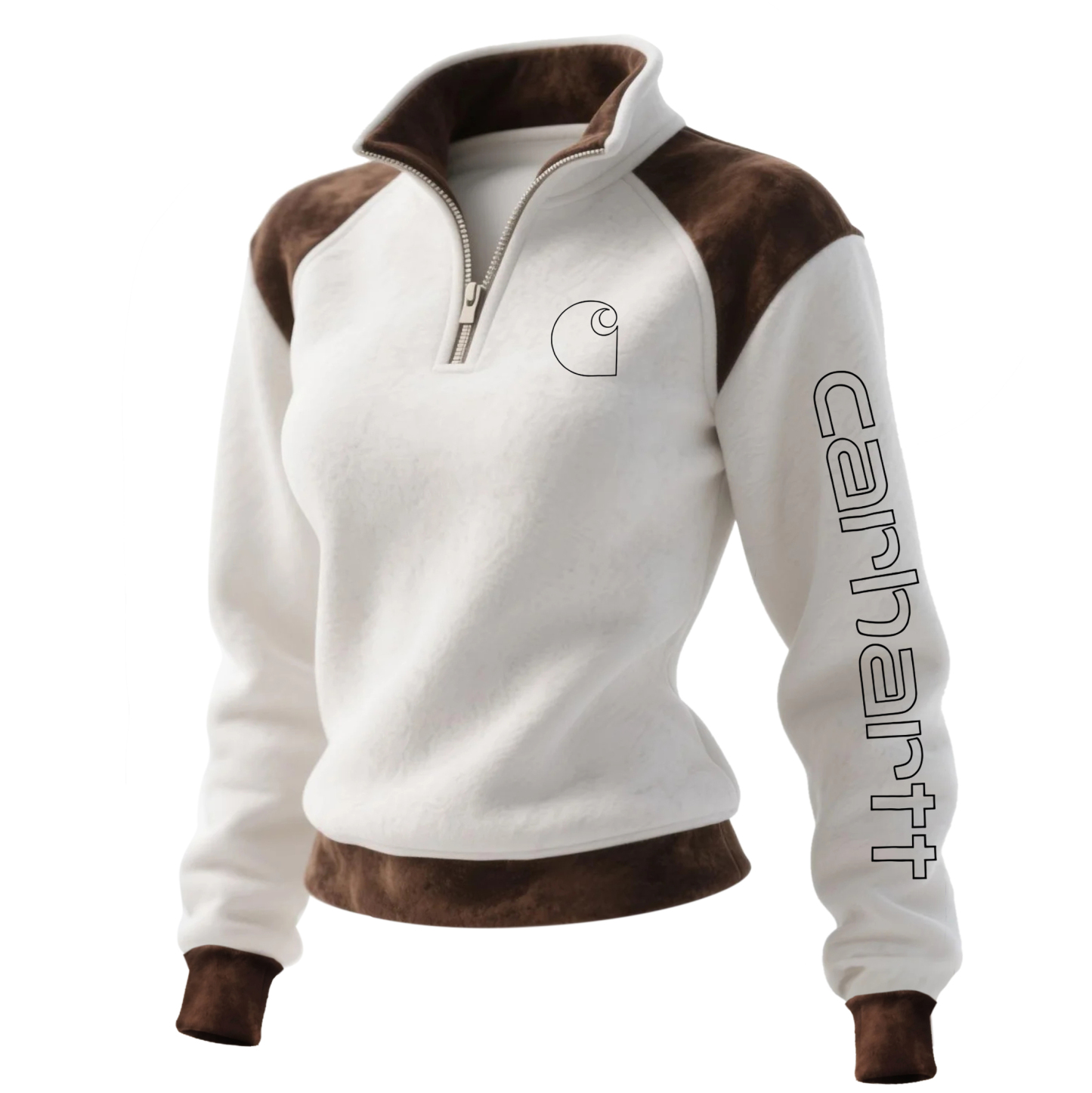 Women's Retro Western Style Contrast Panel Stand Collar Sweatshirt