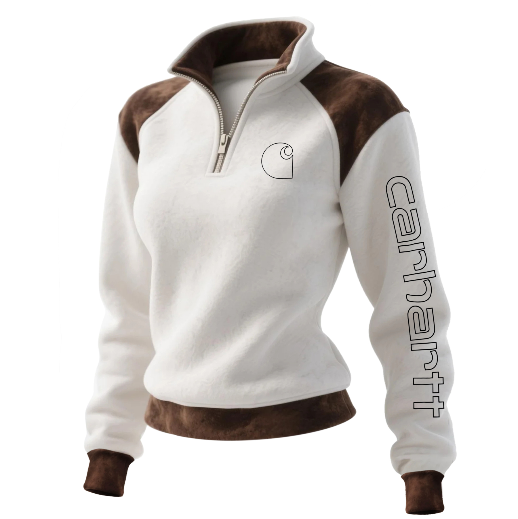 Women's Retro Western Style Contrast Panel Stand Collar Sweatshirt