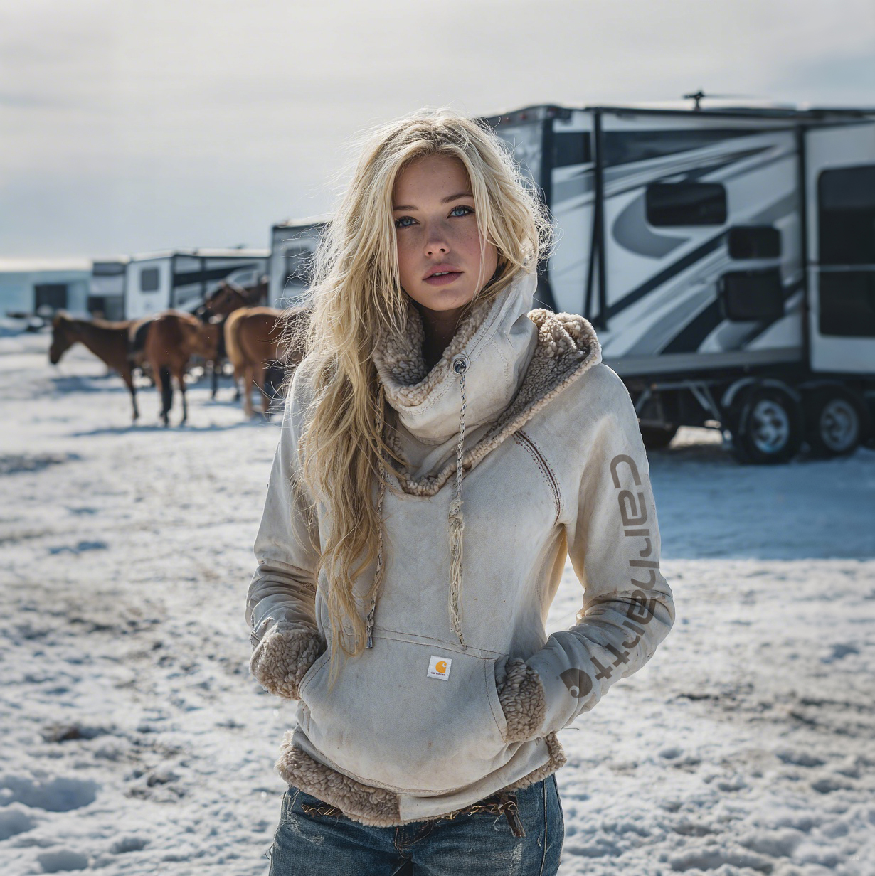 Women's Retro Suede Thickened Warm Pile Collar Hooded Sweatshirt