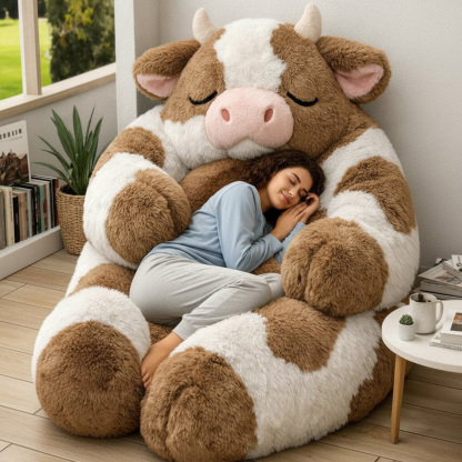 Giant Blue and White Cow Plush Bean Bag
