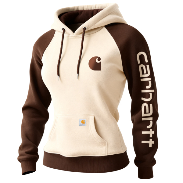 Retro Western Style Women's Raglan Sleeve Contrast Color Stitching 1 Hooded Sweatshirt