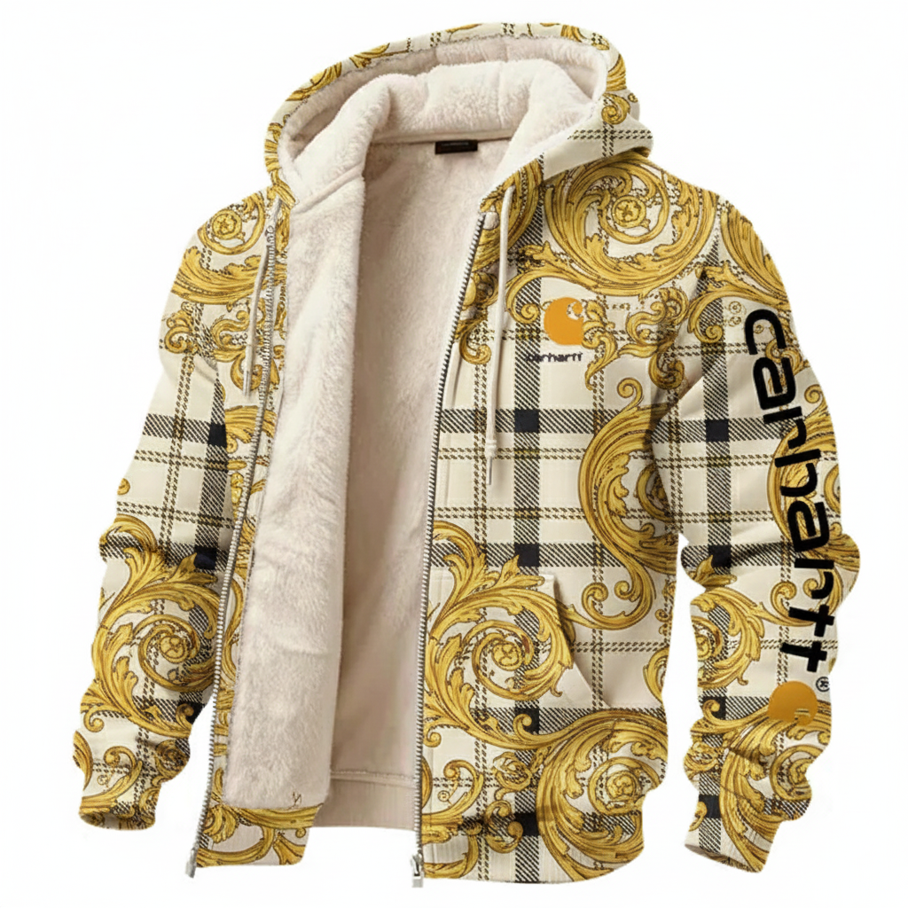Men's Vintage Avant-Garde Full Pattern Of Stamps Full Zip Long Sleeve Hoodie Jacket