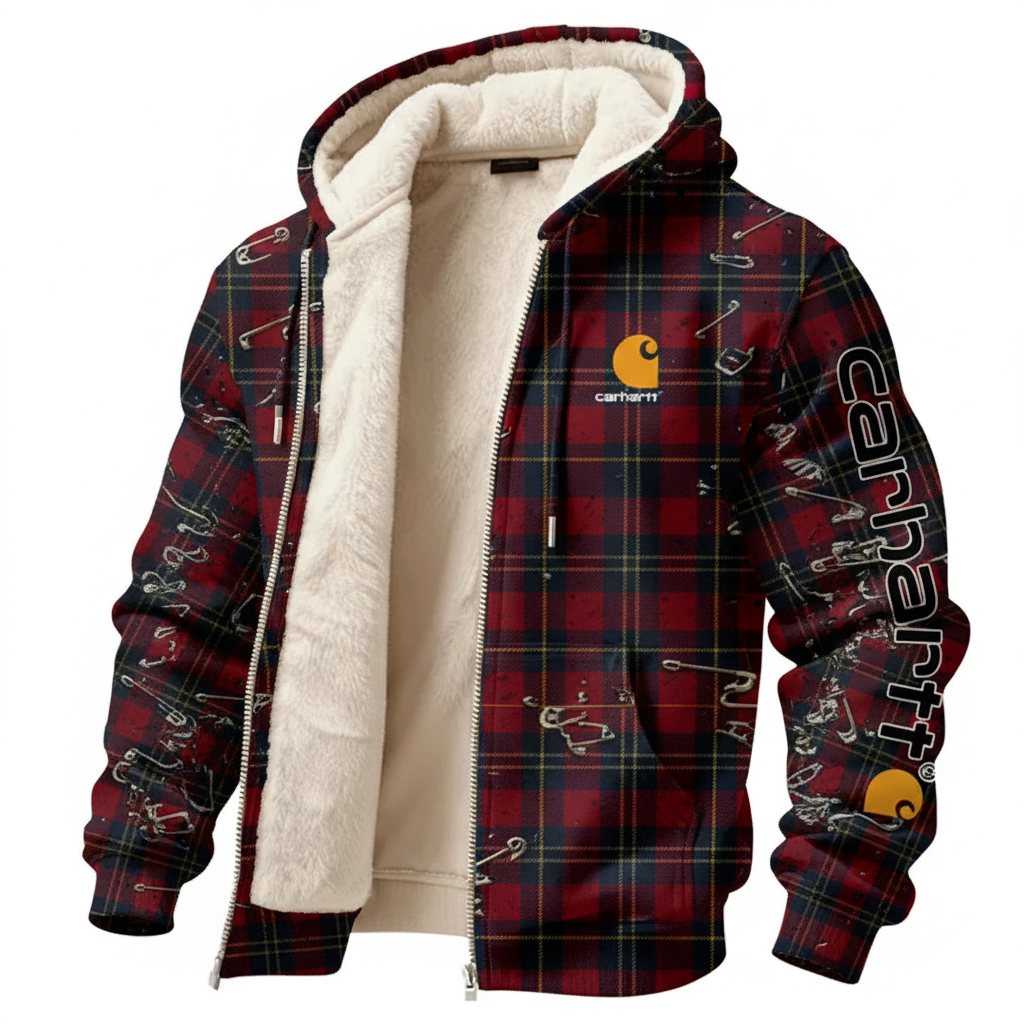 Men's Vintage Avant-Garde Full Pattern Of Stamps Full Zip Long Sleeve Hoodie Jacket