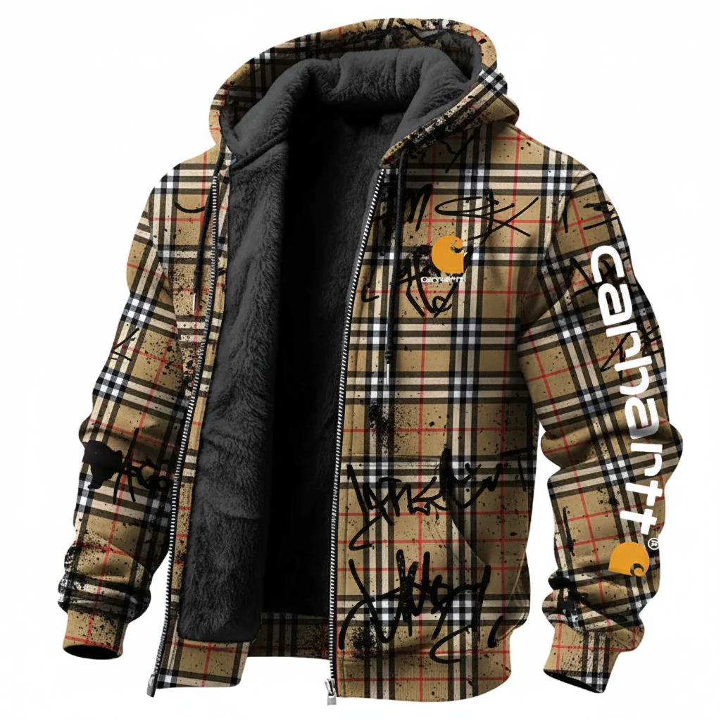 Men's Vintage Avant-Garde Full Pattern Of Stamps Full Zip Long Sleeve Hoodie Jacket