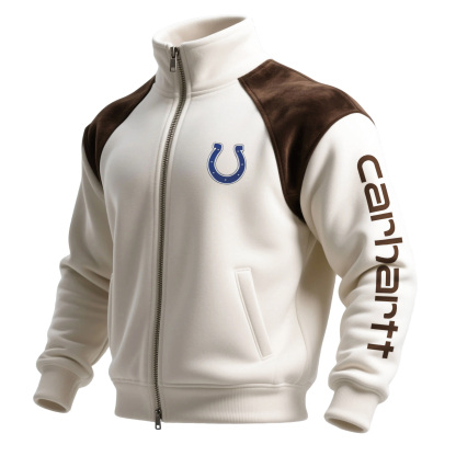Indianapolis Colts Retro Hoodie With Color Block Suede Stand Collar, Warm Jacket