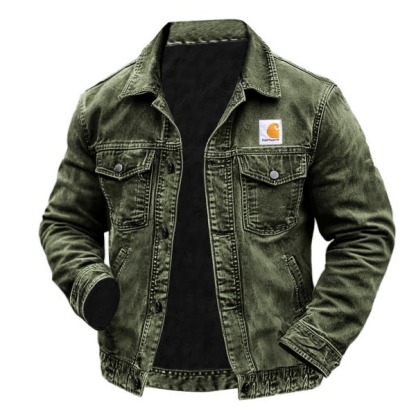 Men's Vintage Western Cowboy Multi-Pocket Distressed Lapel Outdoor Jacket