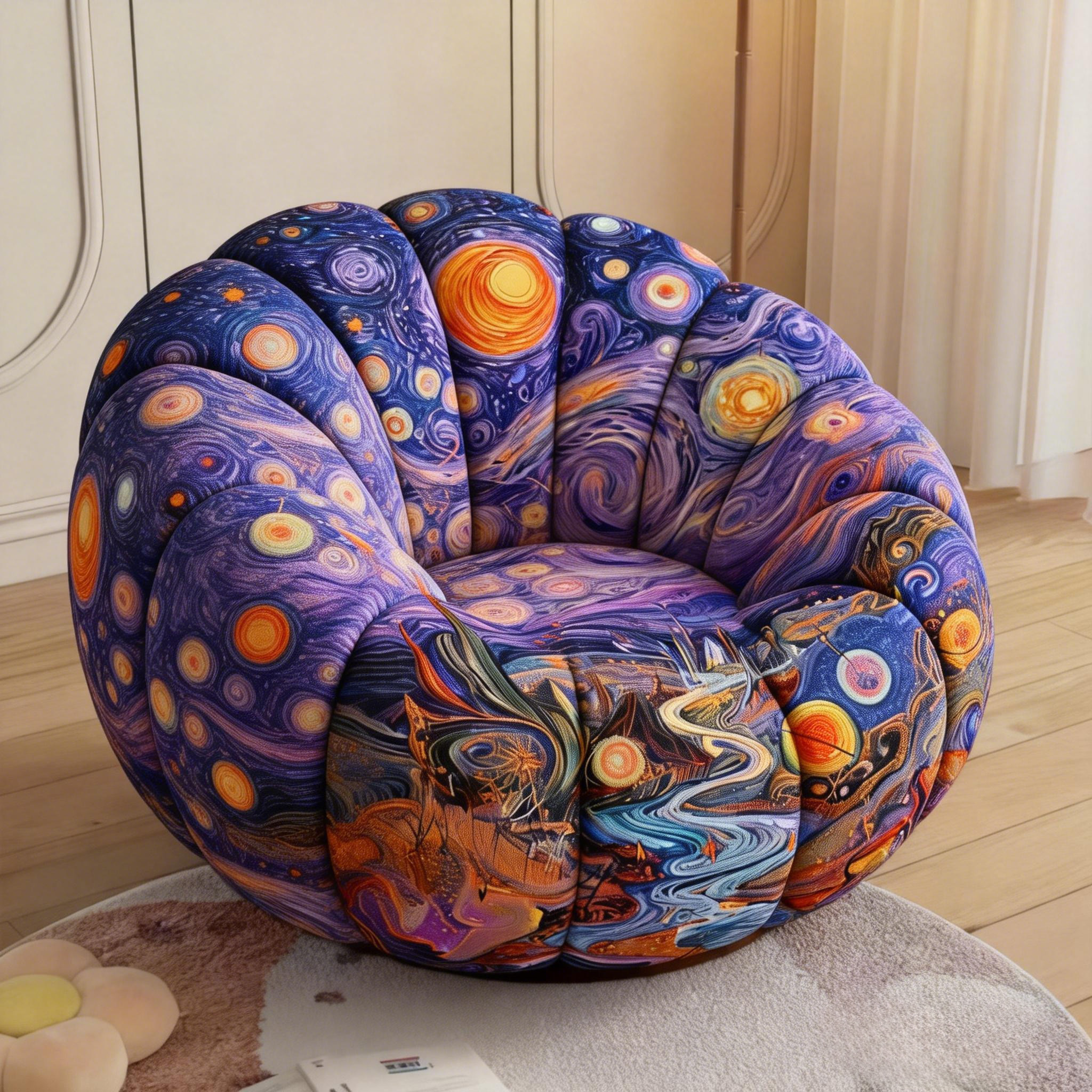【Star River Dream】Van Gogh Tribute Series: Italian Trendy Artistic Single Chair with Big Toes