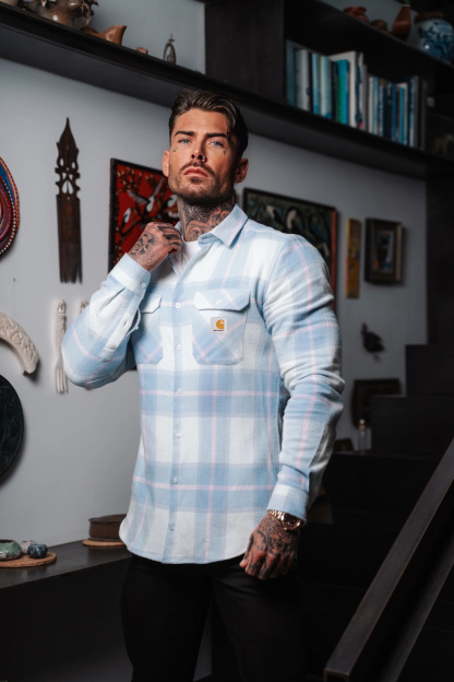 [Copy]Casual Monochrome Plaid Flannel Button-Up Long Sleeve Shirt