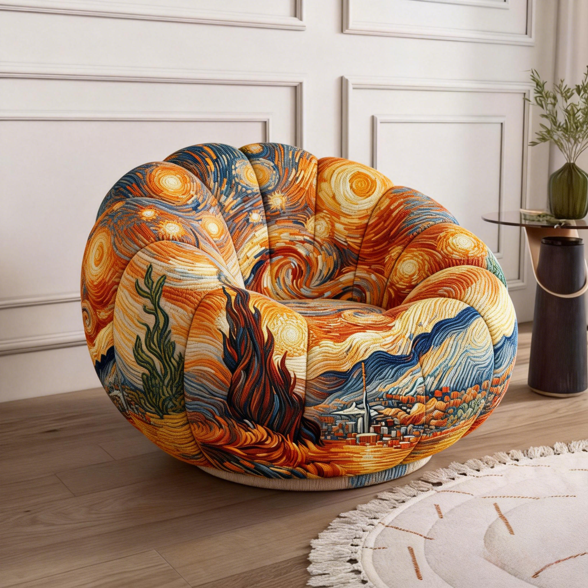 【Star River Dream】Van Gogh Tribute Series: Italian Trendy Artistic Single Chair with Big Toes