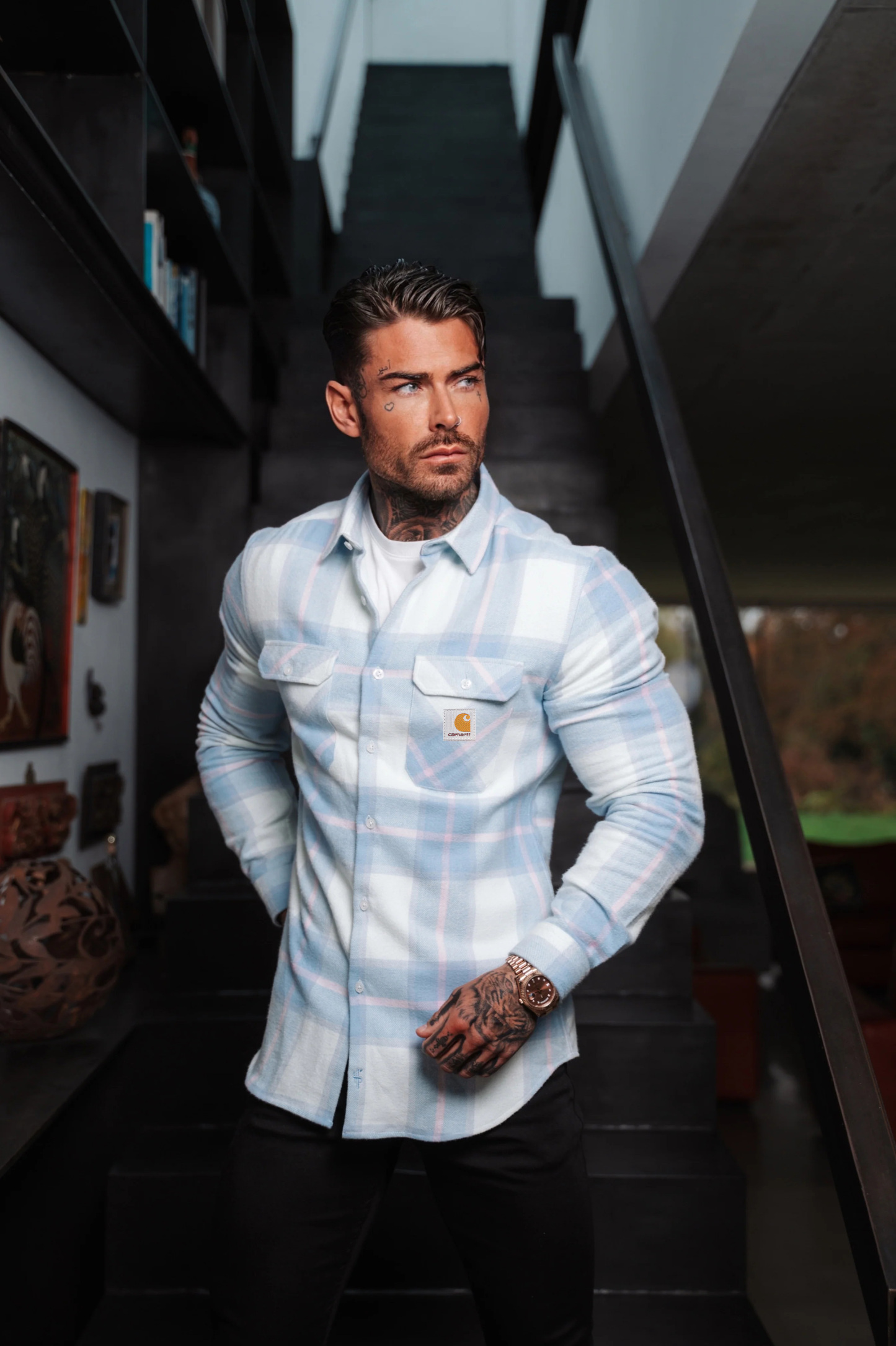 [Copy]Casual Monochrome Plaid Flannel Button-Up Long Sleeve Shirt