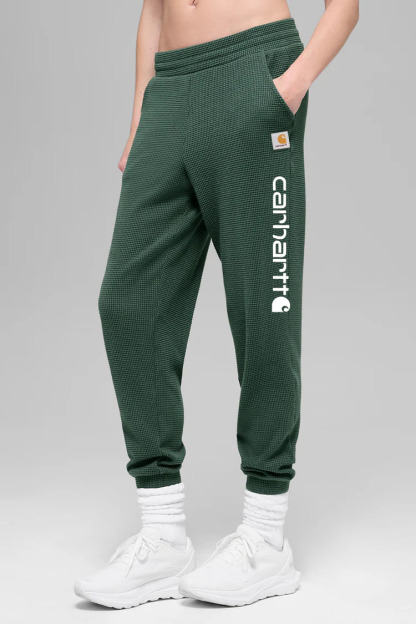 Outdoor insulated waffle knit fleece winter jogger pants