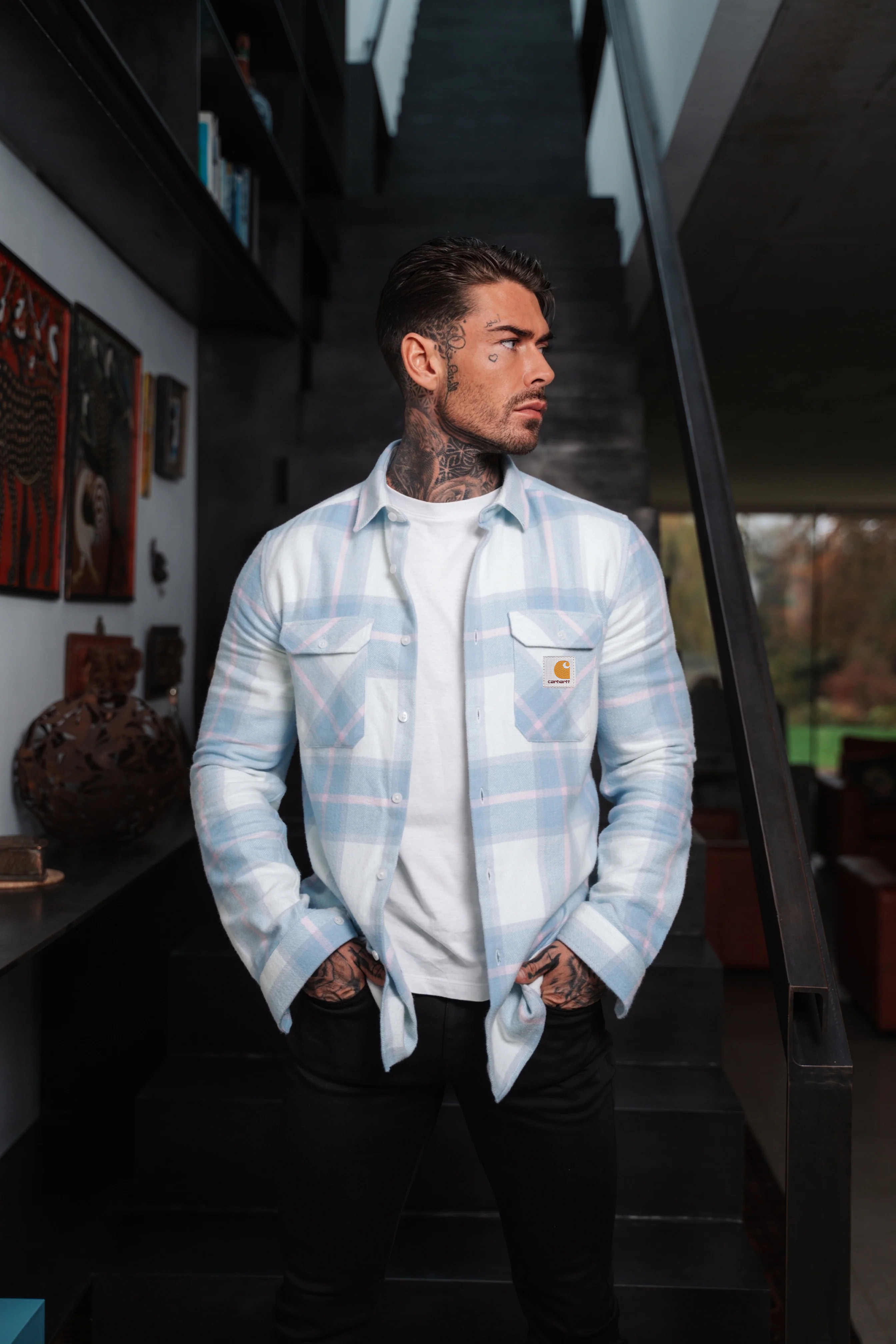 [Copy]Casual Monochrome Plaid Flannel Button-Up Long Sleeve Shirt