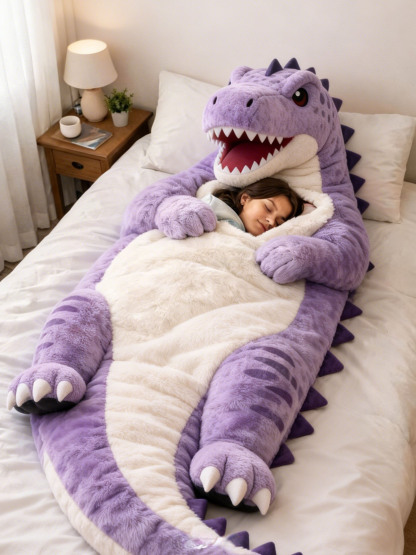 Playful Oversized Dinosaur  Character Warm Fleece Wearable Sleeping Bag