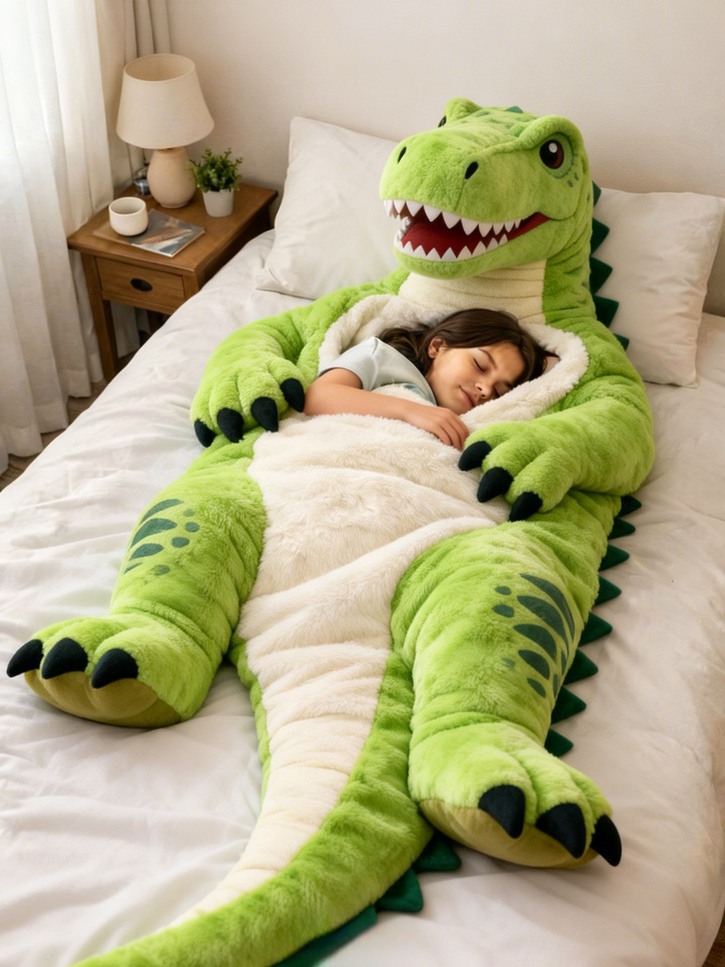 Playful Oversized Dinosaur  Character Warm Fleece Wearable Sleeping Bag