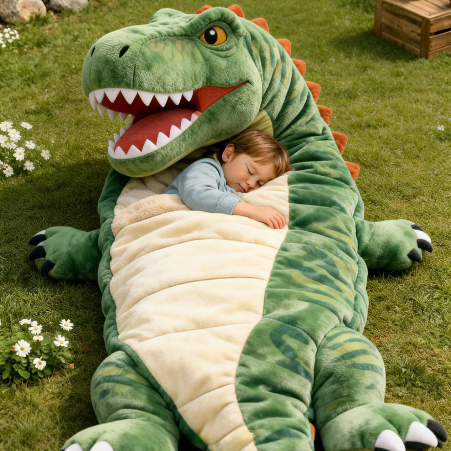 Playful Oversized Dinosaur  Character Warm Fleece Wearable Sleeping Bag