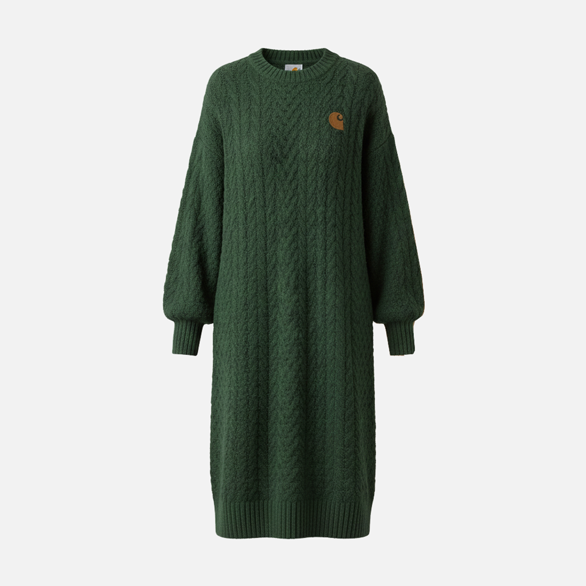 Vintage Aesthetic Cable Knit Lantern Sleeve Loose Maxi Sweater Dress