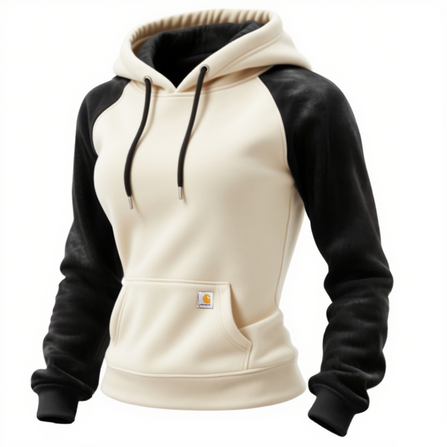 Women's Retro Western Style Contrast Panel Raglan Sleeve Hooded Sweatshirt