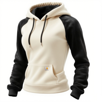 Women's Retro Western Style Contrast Panel Raglan Sleeve Hooded Sweatshirt