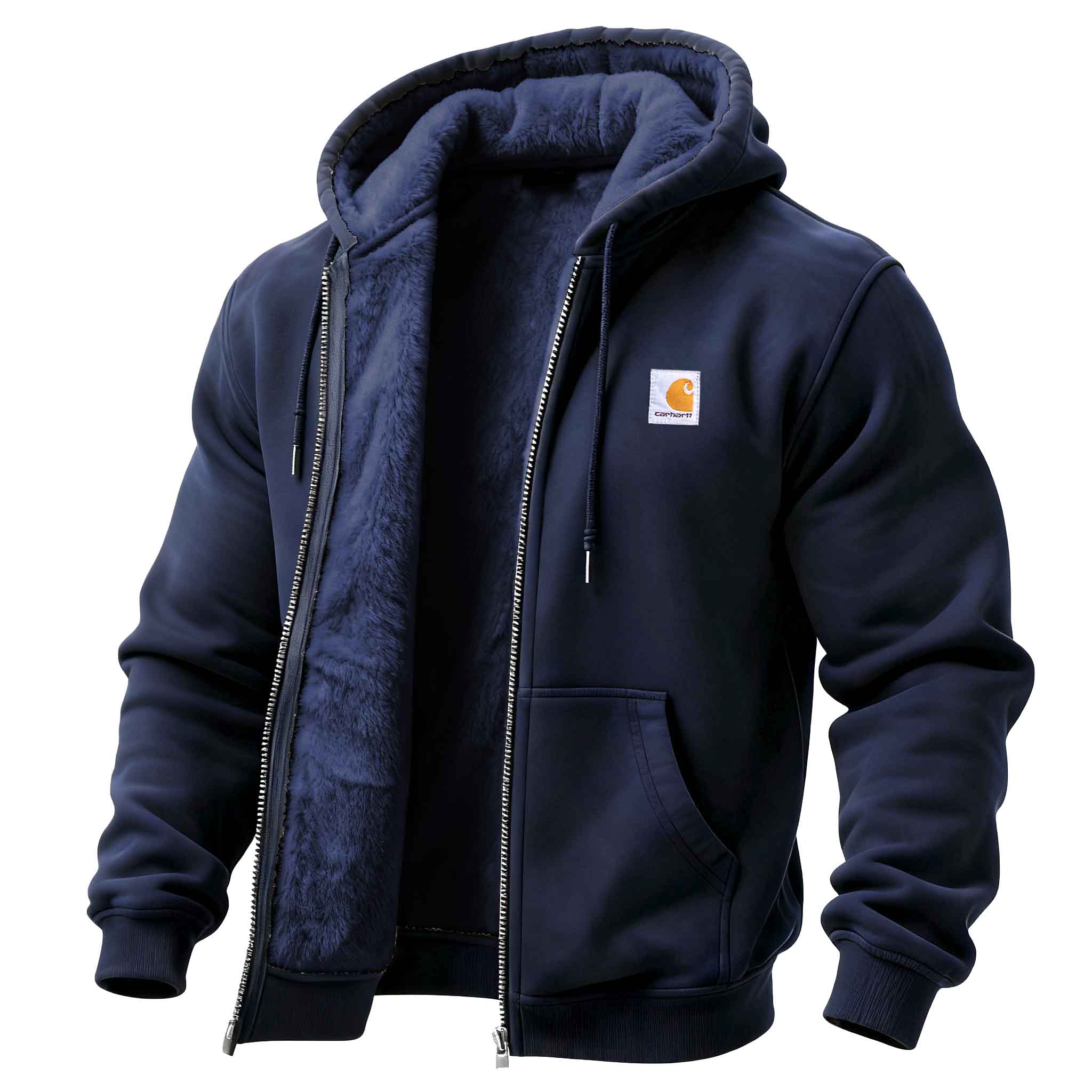 Men's Vintage Fleece Pocket Full Zip Long Sleeve Hoodie Jacket