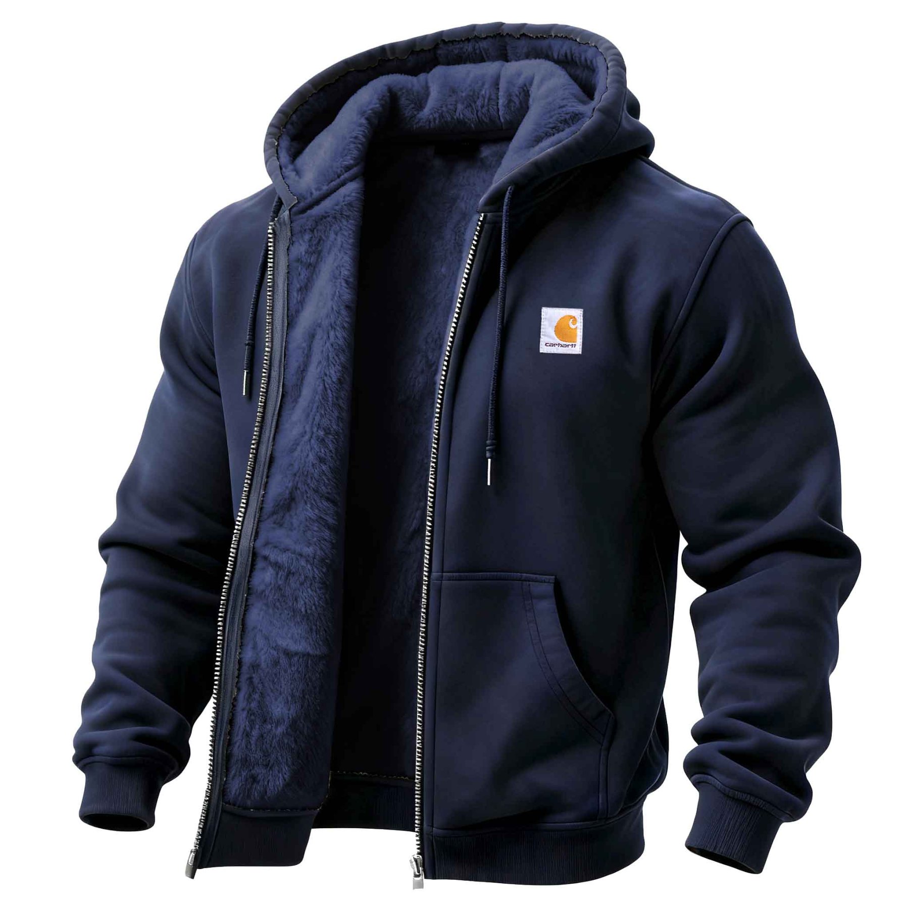 Men's Vintage Fleece Pocket Full Zip Long Sleeve Hoodie Jacket
