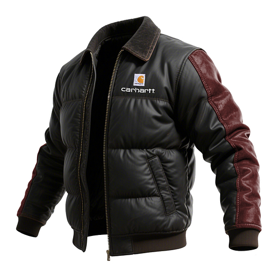 Leather Quilted Bomber Thick And Warm Cotton With Contrast Sleeves For Ultimate Warmth And Style